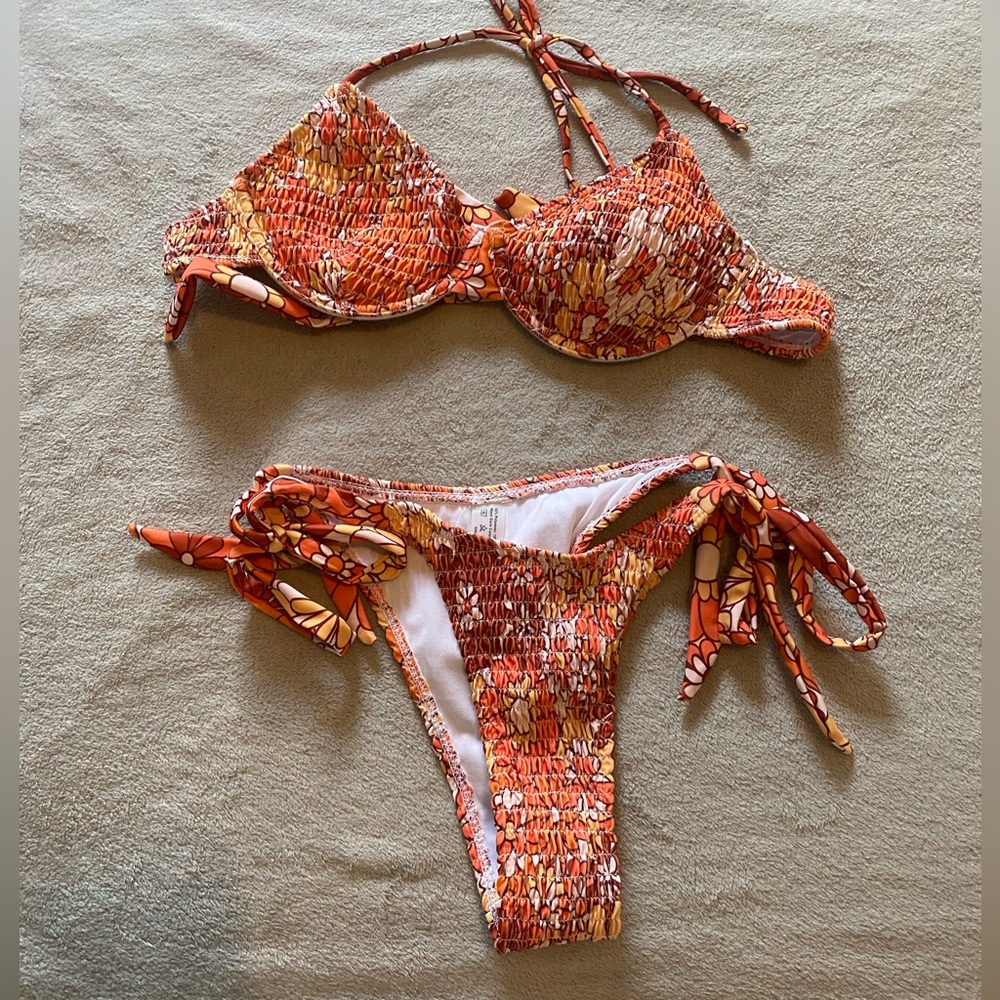 Orange and white swimsuit